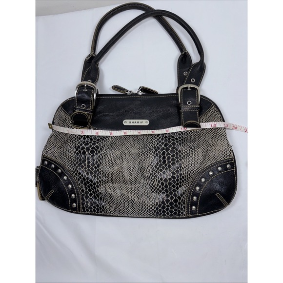Sharif Studio Faux Snakeskin Shoulder Bag Leather Boho Y2K Purse Studs Expandabl - Picture 12 of 14